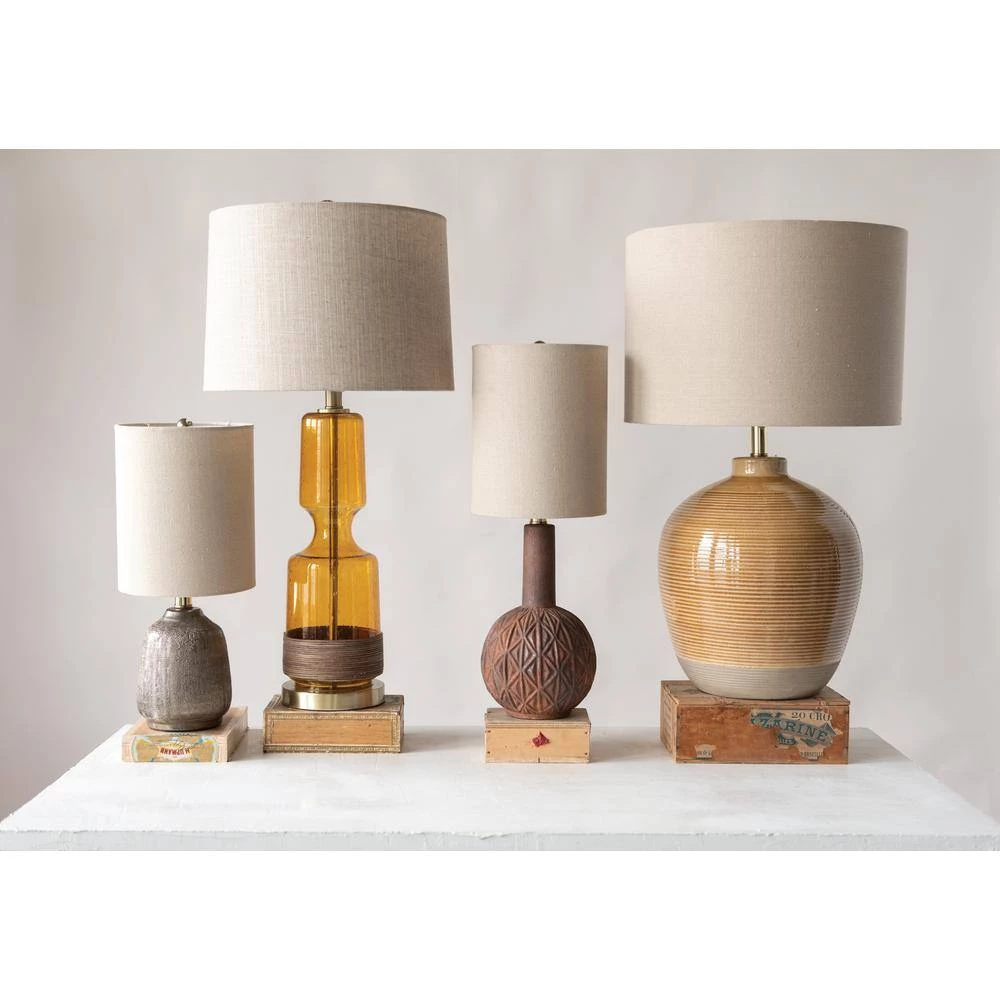 Terracotta Table Lamp with Metallic Glaze and Linen Shade (Set of 2) by 3R Studios 8 Terracotta Table Lamp with Metallic Glaze and Linen Shade (Set of 2) by 3R Studios - Image 6