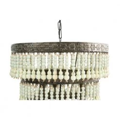 3-Light Green 3-Tier Chandelier with Wood Bead Shade by 3R Studios -Heath Zenith Shop antique white 3r studios chandeliers ec0276 1f 1000