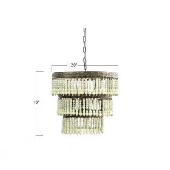 3-Light Green 3-Tier Chandelier with Wood Bead Shade by 3R Studios -Heath Zenith Shop antique white 3r studios chandeliers ec0276 fa 1000