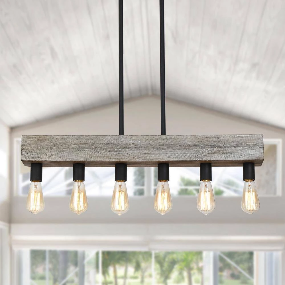 6-lights Antique Wooden Pendant by matrix decor 8 6-lights Antique Wooden Pendant by matrix decor - Image 7