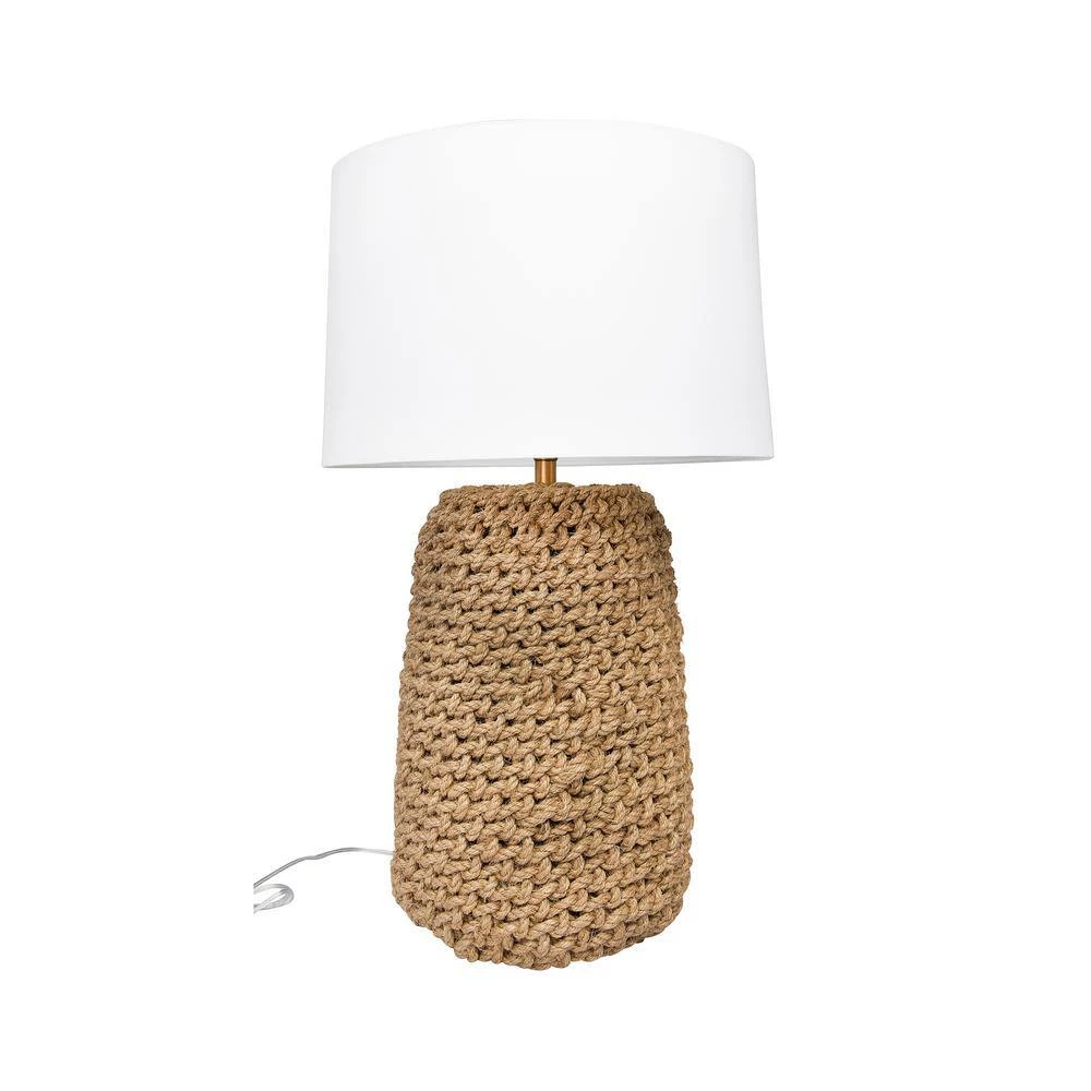 35 in. H Beige Jute Rope Table Lamp with Linen Shade by 3R Studios 6 35 in. H Beige Jute Rope Table Lamp with Linen Shade by 3R Studios - Image 5