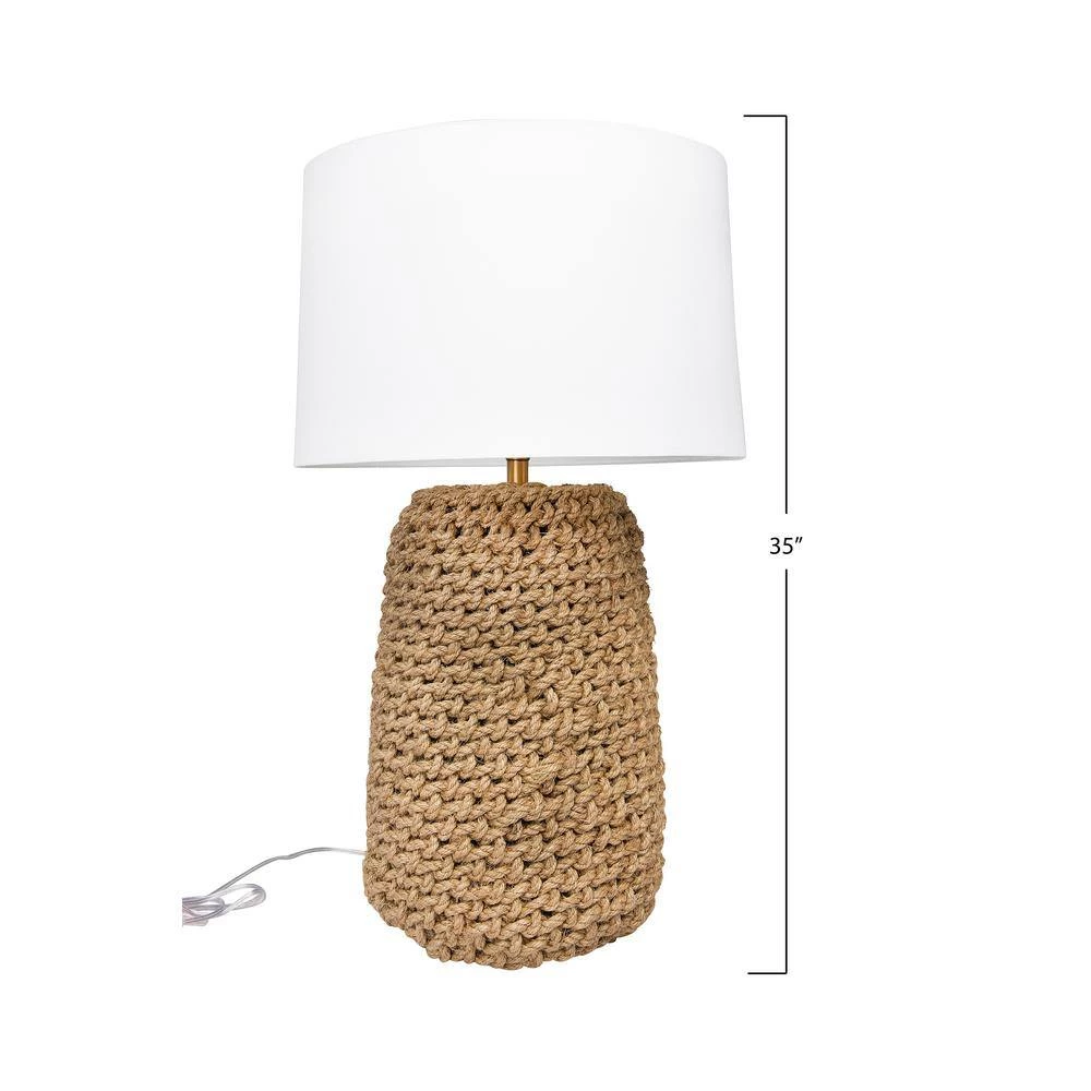 35 in. H Beige Jute Rope Table Lamp with Linen Shade by 3R Studios 5 35 in. H Beige Jute Rope Table Lamp with Linen Shade by 3R Studios - Image 4