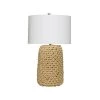 35 in. H Beige Jute Rope Table Lamp with Linen Shade by 3R Studios