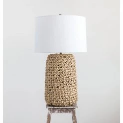 35 in. H Beige Jute Rope Table Lamp with Linen Shade by 3R Studios 10 35 in. H Beige Jute Rope Table Lamp with Linen Shade by 3R Studios -Heath Zenith Shop beige 3r studios table lamps df1904 c3 1000