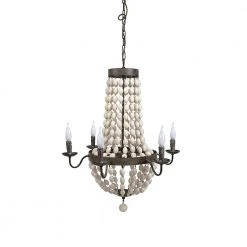 Chateau 6-Light White/Black Beaded Chandelier by 3R Studios
