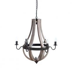 Bungalow Lane 6-Light Natural/Black Candle-Style Chandelier by 3R Studios