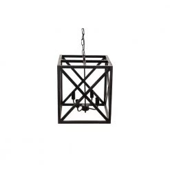 4-Light Black Pendant Light with Wood Shade by 3R Studios -Heath Zenith Shop black 3r studios chandeliers ec0189 4f 1000