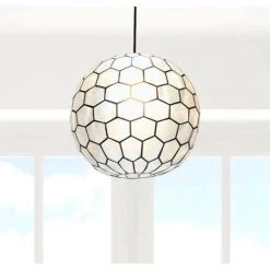 12 in. Black 1 Capiz Honeycomb Globe Pendant Light by 3R Studios 14 12 in. Black 1 Capiz Honeycomb Globe Pendant Light by 3R Studios -Heath Zenith Shop black 3r studios pendant lights ec0908 31 1000