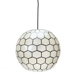 Capiz Honeycomb 14 in. Black Globe 1 Pendant Ceiling Light by 3R Studios -Heath Zenith Shop black and white 3r studios chandeliers ec0909 4f 1000
