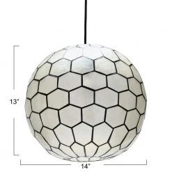 Capiz Honeycomb 14 in. Black Globe 1 Pendant Ceiling Light by 3R Studios -Heath Zenith Shop black and white 3r studios chandeliers ec0909 fa 1000
