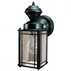 Shaker Cove Mission 150° Black Motion Sensing Outdoor Wall Lantern Sconce by Heath Zenith