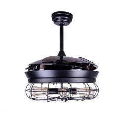 Industrial 46 in. Indoor Black Downrod Mount Retractable Ceiling Fan with Light and Remote Control by matrix decor -Heath Zenith Shop black matrix decor ceiling fans with lights md f4503110v c3 1000