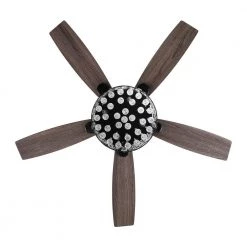 Modern 52 in. Indoor Black Downrod Mount Crystal Chandelier Ceiling Fan with Light and Remote Control by matrix decor -Heath Zenith Shop black matrix decor ceiling fans with lights md f6218bk110v 1d 1000