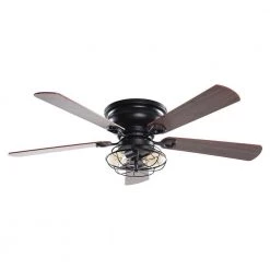 48 in. Indoor Black Flush Mounted Ceiling Fan with Light and Remote Control by matrix decor -Heath Zenith Shop black matrix decor ceiling fans with lights md f6233110v 1f 1000