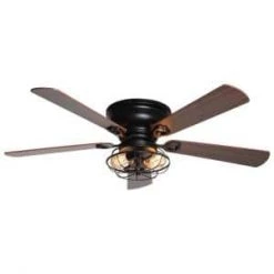 48 in. Indoor Black Flush Mounted Ceiling Fan with Light and Remote Control by matrix decor
