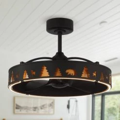 27.2 in Indoor Matte Black Ceiling Fan with lntegrated LED and Remote Control by matrix decor 18 27.2 in Indoor Matte Black Ceiling Fan with lntegrated LED and Remote Control by matrix decor -Heath Zenith Shop black matrix decor ceiling fans with lights md f8216110v 4f 1000