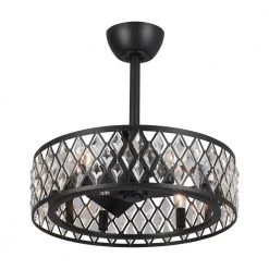 20 in. Indoor Black Ceiling Fan with Light and Remote Control by matrix decor