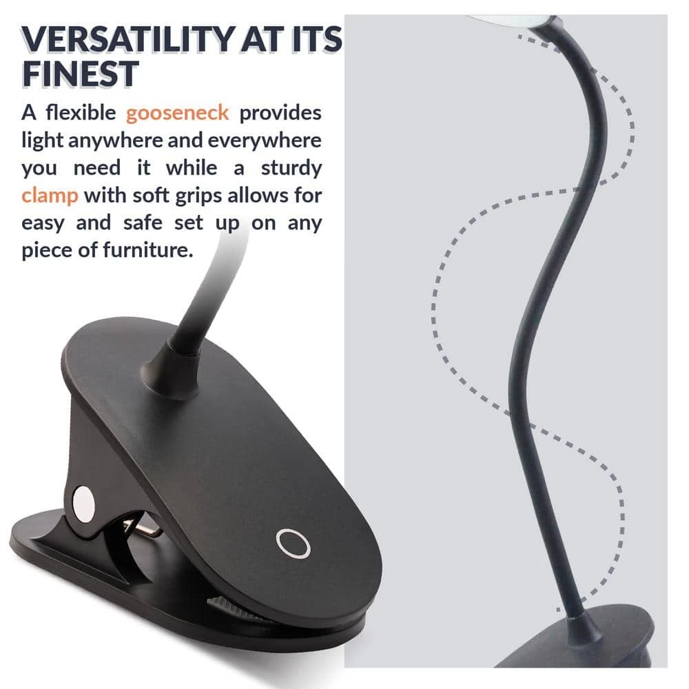 17 .91 in. Black LED Clamp Light with USB-C Charging Port by Newhouse Lighting 7 17 .91 in. Black LED Clamp Light with USB-C Charging Port by Newhouse Lighting - Image 5