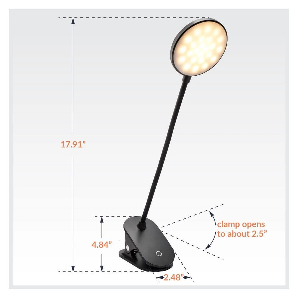 17 .91 in. Black LED Clamp Light with USB-C Charging Port by Newhouse Lighting 10 17 .91 in. Black LED Clamp Light with USB-C Charging Port by Newhouse Lighting - Image 8