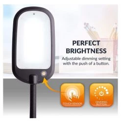 14 in. Eos 12W Full Sunlight Spectrum Integrated LED Desk Lamp, Black, Dimmable for Reading, Arts and Crafts by Newhouse Lighting -Heath Zenith Shop black newhouse lighting desk lamps nhdk eo bk 1f 1000