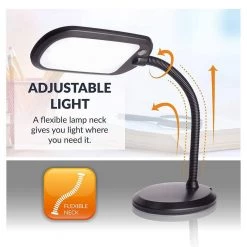 14 in. Eos 12W Full Sunlight Spectrum Integrated LED Desk Lamp, Black, Dimmable for Reading, Arts and Crafts by Newhouse Lighting -Heath Zenith Shop black newhouse lighting desk lamps nhdk eo bk 4f 1000