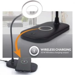 Zlata 12 in. Black Gooseneck Desk Lamp, Integrated LED Dimmable Reading Light for Home Nightstand with USB Charger by Newhouse Lighting 15 Zlata 12 in. Black Gooseneck Desk Lamp, Integrated LED Dimmable Reading Light for Home Nightstand with USB Charger by Newhouse Lighting -Heath Zenith Shop black newhouse lighting desk lamps nhdk zl bk 1d 1000