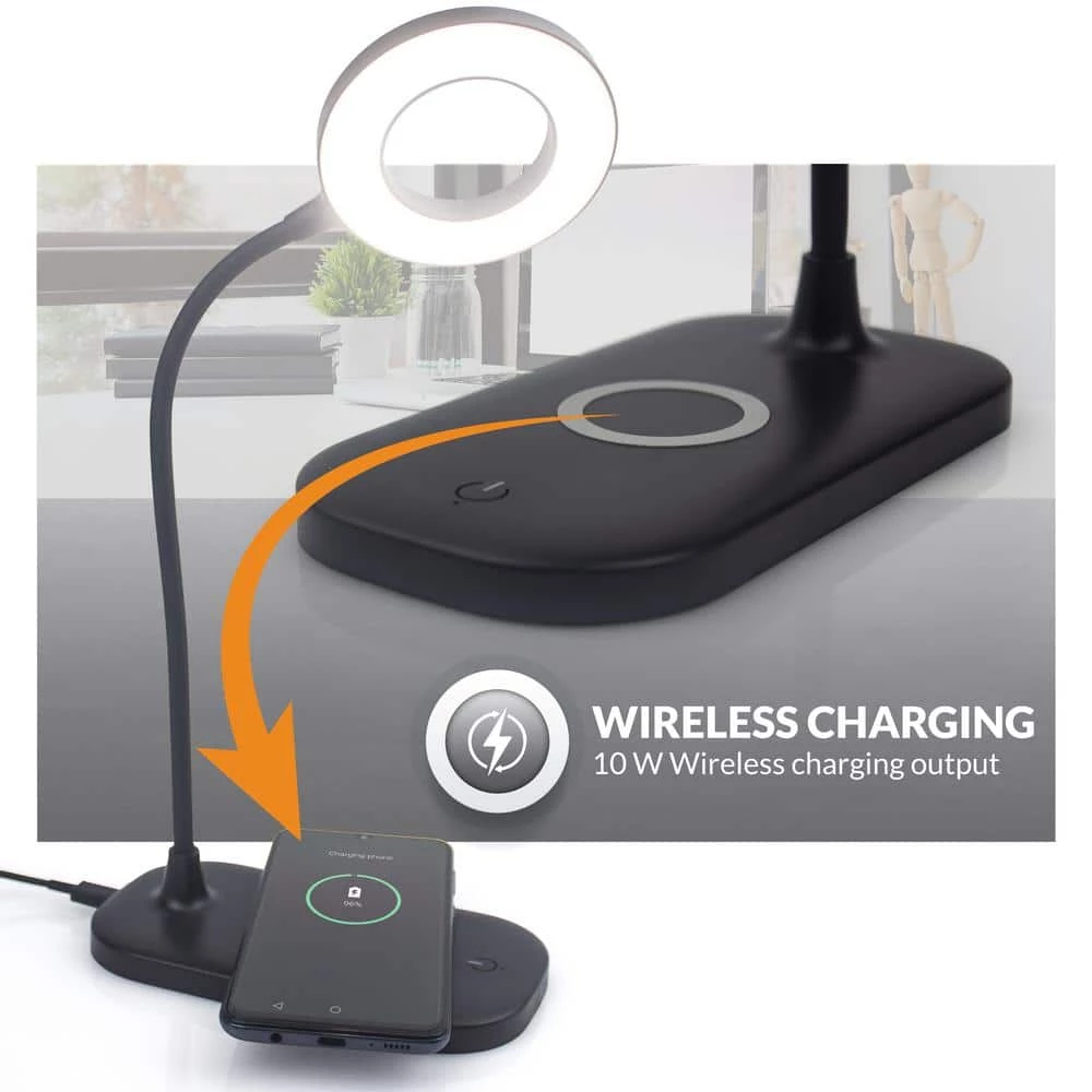 Zlata 12 in. Black Gooseneck Desk Lamp, Integrated LED Dimmable Reading Light for Home Nightstand with USB Charger by Newhouse Lighting 7 Zlata 12 in. Black Gooseneck Desk Lamp, Integrated LED Dimmable Reading Light for Home Nightstand with USB Charger by Newhouse Lighting - Image 5