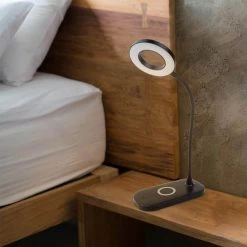 Zlata 12 in. Black Gooseneck Desk Lamp, Integrated LED Dimmable Reading Light for Home Nightstand with USB Charger by Newhouse Lighting 19 Zlata 12 in. Black Gooseneck Desk Lamp, Integrated LED Dimmable Reading Light for Home Nightstand with USB Charger by Newhouse Lighting -Heath Zenith Shop black newhouse lighting desk lamps nhdk zl bk 31 1000