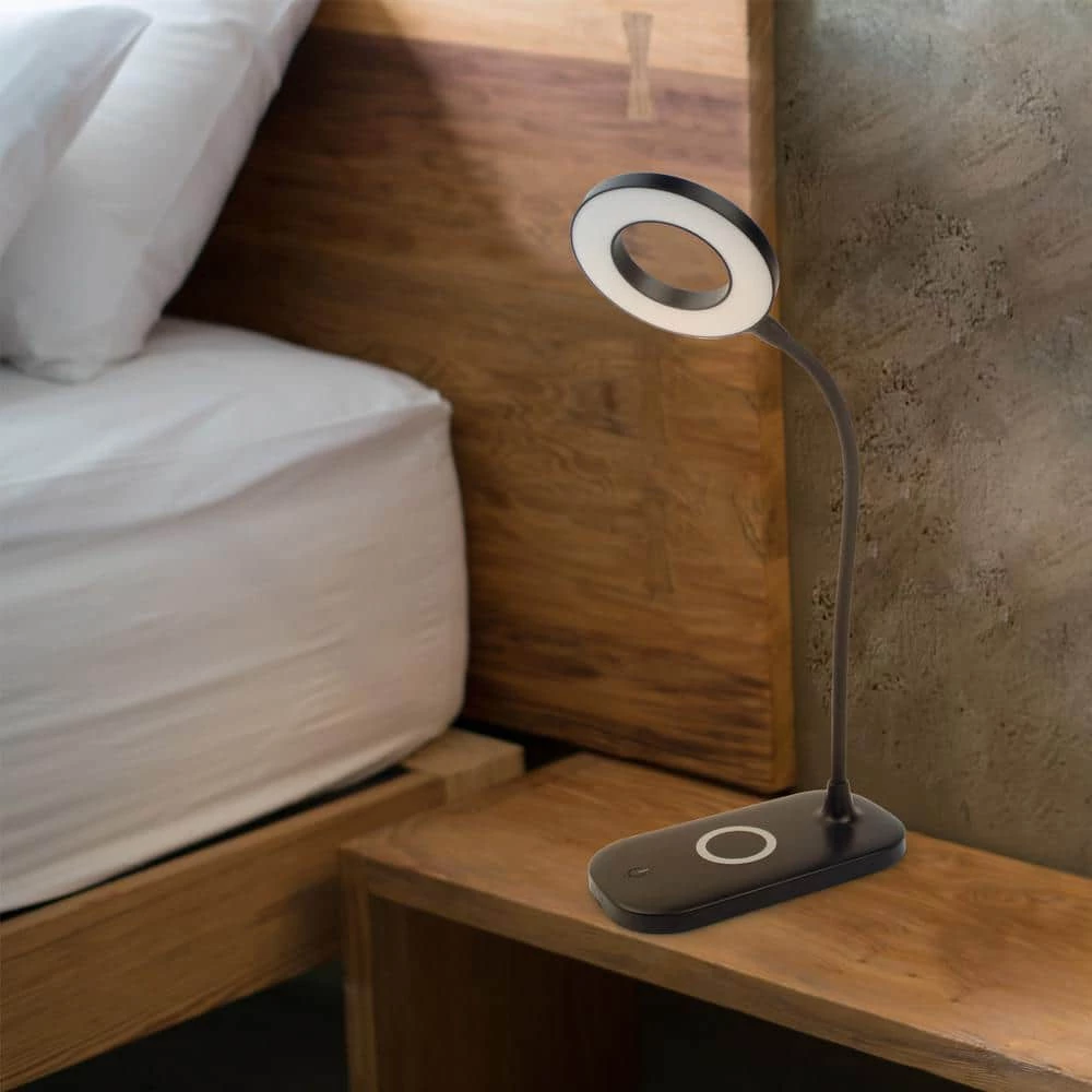 Zlata 12 in. Black Gooseneck Desk Lamp, Integrated LED Dimmable Reading Light for Home Nightstand with USB Charger by Newhouse Lighting 11 Zlata 12 in. Black Gooseneck Desk Lamp, Integrated LED Dimmable Reading Light for Home Nightstand with USB Charger by Newhouse Lighting - Image 9