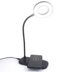 Zlata 12 in. Black Gooseneck Desk Lamp, Integrated LED Dimmable Reading Light for Home Nightstand with USB Charger by Newhouse Lighting