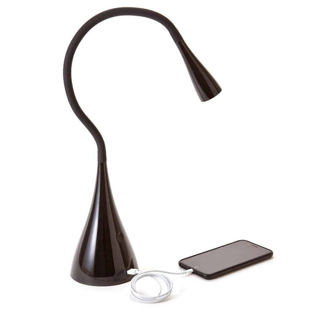 26 in. Gooseneck Black LED Desk Lamp with USB Charging Port, Dimmable by Newhouse Lighting 6 26 in. Gooseneck Black LED Desk Lamp with USB Charging Port, Dimmable by Newhouse Lighting - Image 4
