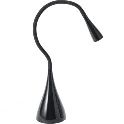 26 in. Gooseneck Black LED Desk Lamp with USB Charging Port, Dimmable by Newhouse Lighting