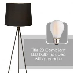 58 in. Alexandria Contemporary Tripod Floor Lamp With Black Lamp Shade and E26 Light Socket - Free LED Bulb Included by Newhouse Lighting 12 58 in. Alexandria Contemporary Tripod Floor Lamp With Black Lamp Shade and E26 Light Socket - Free LED Bulb Included by Newhouse Lighting -Heath Zenith Shop black newhouse lighting floor lamps nhfl al bk 4f 1000