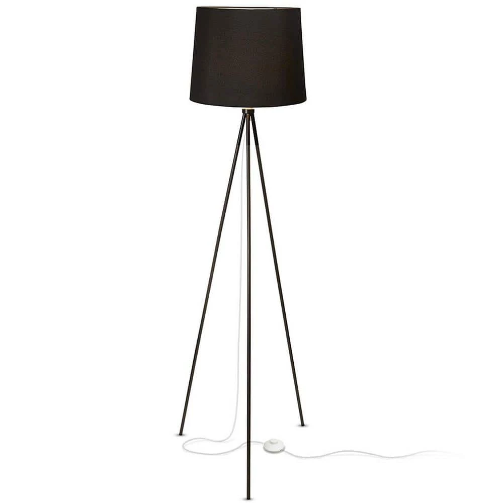 58 in. Alexandria Contemporary Tripod Floor Lamp With Black Lamp Shade and E26 Light Socket - Free LED Bulb Included by Newhouse Lighting 3 58 in. Alexandria Contemporary Tripod Floor Lamp With Black Lamp Shade and E26 Light Socket - Free LED Bulb Included by Newhouse Lighting