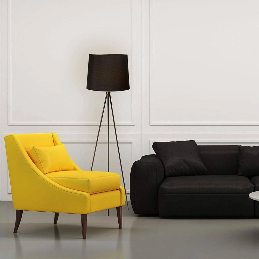 58 in. Alexandria Contemporary Tripod Floor Lamp With Black Lamp Shade and E26 Light Socket - Free LED Bulb Included by Newhouse Lighting 9 58 in. Alexandria Contemporary Tripod Floor Lamp With Black Lamp Shade and E26 Light Socket - Free LED Bulb Included by Newhouse Lighting - Image 7