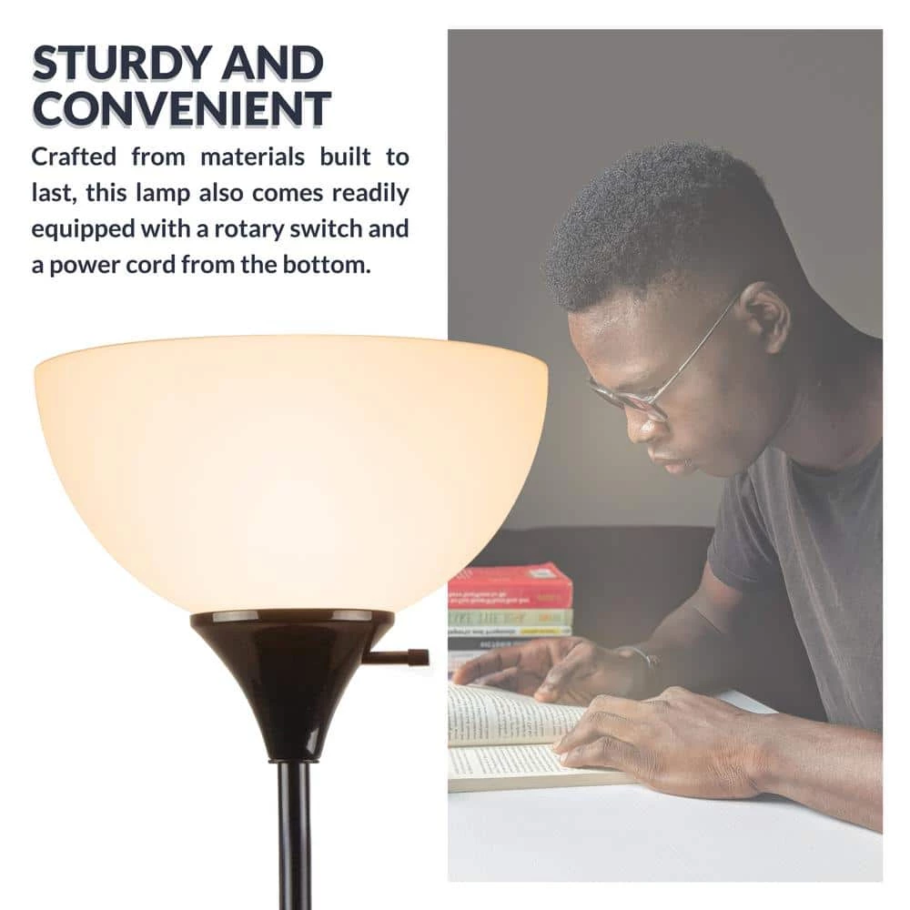 71 in. Torchiere Charles Standing Floor Lamp, LED Torch Uplighting for Bedroom/Living Room, Black by Newhouse Lighting 6 71 in. Torchiere Charles Standing Floor Lamp, LED Torch Uplighting for Bedroom/Living Room, Black by Newhouse Lighting - Image 5