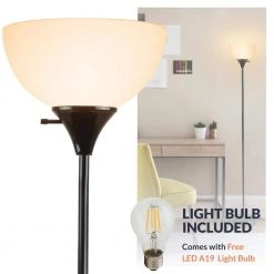 71 in. Torchiere Charles Standing Floor Lamp, LED Torch Uplighting for Bedroom/Living Room, Black by Newhouse Lighting 18 71 in. Torchiere Charles Standing Floor Lamp, LED Torch Uplighting for Bedroom/Living Room, Black by Newhouse Lighting -Heath Zenith Shop black newhouse lighting floor lamps nhfl ch bk 66 1000