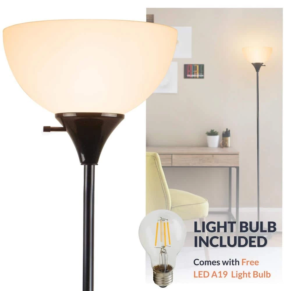 71 in. Torchiere Charles Standing Floor Lamp, LED Torch Uplighting for Bedroom/Living Room, Black by Newhouse Lighting 7 71 in. Torchiere Charles Standing Floor Lamp, LED Torch Uplighting for Bedroom/Living Room, Black by Newhouse Lighting - Image 6