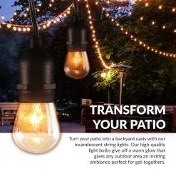 Outdoor 25 ft. Plug-in S14 Edison Bulb String Lights Commercial Grade Incandescent Hanging Light with 10 E26 Light Bulbs by Newhouse Lighting -Heath Zenith Shop black newhouse lighting string lights cstringinc10 1f 1000