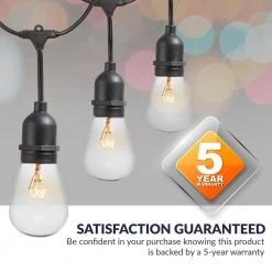 Outdoor 25 ft. Plug-in S14 Edison Bulb String Lights Commercial Grade Incandescent Hanging Light with 10 E26 Light Bulbs by Newhouse Lighting -Heath Zenith Shop black newhouse lighting string lights cstringinc10 4f 1000