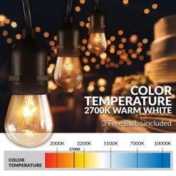 Outdoor 25 ft. Plug-in S14 Edison Bulb String Lights Commercial Grade Incandescent Hanging Light with 10 E26 Light Bulbs by Newhouse Lighting -Heath Zenith Shop black newhouse lighting string lights cstringinc10 77 1000