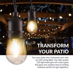 Outdoor 48 ft. Plug-in S14 Edison Bulb String Light with 16 E26 LED Filament Light Bulbs, Weatherproof, 1-Watt, 2700K by Newhouse Lighting -Heath Zenith Shop black newhouse lighting string lights cstringled18 31 1000