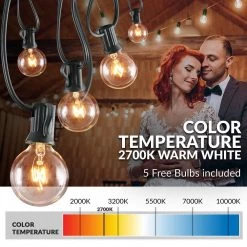 Indoor/Outdoor 50 ft. Plug-in Globe Bulb Weatherproof Party String Lights, 50 Sockets, 55 G40 Bulbs Included (5 Free) by Newhouse Lighting -Heath Zenith Shop black newhouse lighting string lights pstringinc50 1f 1000