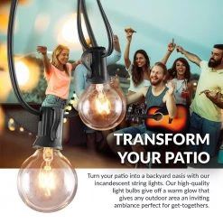 Indoor/Outdoor 50 ft. Plug-in Globe Bulb Weatherproof Party String Lights, 50 Sockets, 55 G40 Bulbs Included (5 Free) by Newhouse Lighting -Heath Zenith Shop black newhouse lighting string lights pstringinc50 4f 1000