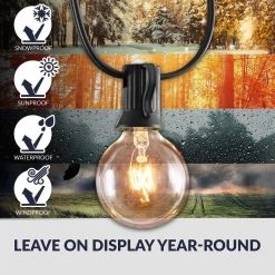 Indoor/Outdoor 50 ft. Plug-in Globe Bulb Weatherproof Party String Lights, 50 Sockets, 55 G40 Bulbs Included (5 Free) by Newhouse Lighting -Heath Zenith Shop black newhouse lighting string lights pstringinc50 c3 1000