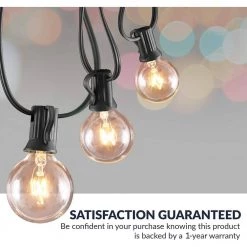Indoor/Outdoor 50 ft. Plug-in Globe Bulb Weatherproof Party String Lights, 50 Sockets, 55 G40 Bulbs Included (5 Free) by Newhouse Lighting -Heath Zenith Shop black newhouse lighting string lights pstringinc50 fa 1000