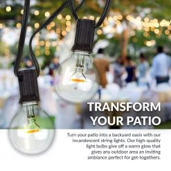 Outdoor 17 ft. Plug-in Globe Bulb LED Party String Lights for Patio with 11 G40 LED Bulbs Included, 100 Lumen Per Bulb by Newhouse Lighting -Heath Zenith Shop black newhouse lighting string lights pstringled11 1f 1000