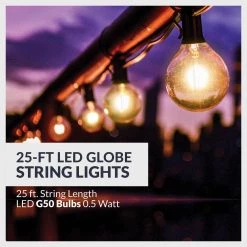 Outdoor/Indoor 25 ft. 25 Plug-In Globe Bulb String Lights with 27 Socket Big LED G50 Bulbs (2 Free Large Bulbs Included) by Newhouse Lighting -Heath Zenith Shop black newhouse lighting string lights pstringled25g50 1f 1000