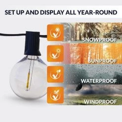 Outdoor/Indoor 25 ft. 25 Plug-In Globe Bulb String Lights with 27 Socket Big LED G50 Bulbs (2 Free Large Bulbs Included) by Newhouse Lighting -Heath Zenith Shop black newhouse lighting string lights pstringled25g50 4f 1000