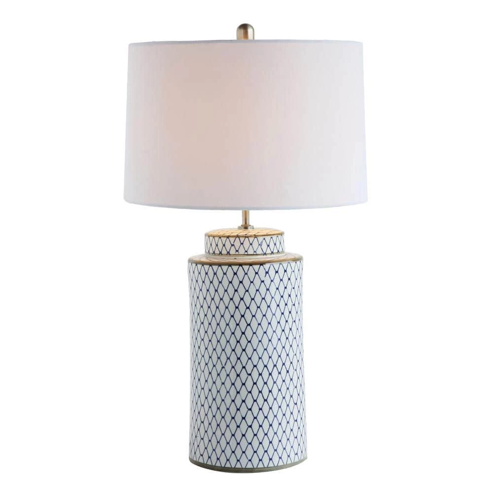 28 in. Indigo Table Lamp with Linen Shade by 3R Studios 3 28 in. Indigo Table Lamp with Linen Shade by 3R Studios
